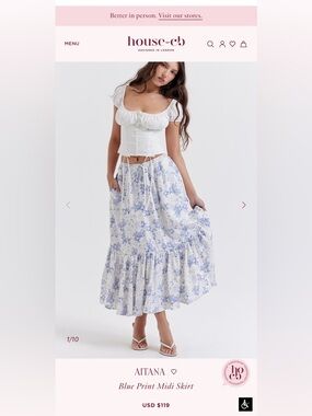 House of CB Blue Floral Skirt | Cottagecore Dream